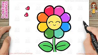 how to draw a cute rainbow flower simple u0026 easy for kids