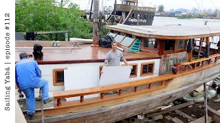 Boat rebuild: cutting and laying down our interior purpleheart WOODEN FLOOR — Sailing Yabá #112