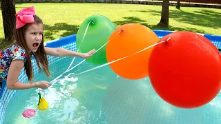 Mommy and kids play with color balloons✨🎈