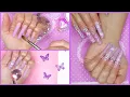 Purple Ombre Butterfly Bling Airbrush Coffin Nails I Acrylic Nails Tutorial