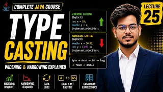 Type Casting in Java Widening Narrowing Casting Explained Lecture 25