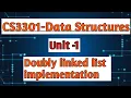 Doubly linked list implementation in data structures tamil CS3301 Anna university reg-2021