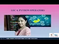Lec 4 PYTHON OPERATORS
