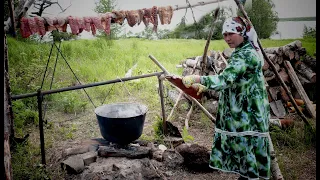 Siberian Tent from Boiled Birch Bark and Fish