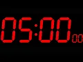 5 Minute Countdown Timer Big Digit Red Color Black Background 300 Second Countdown Timer