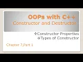 Object Oriented Programming with C Chapter 7 Part 1 Constructor and Destructor