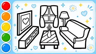 Menggambar dan Mewarnai Ruang Tamu Untuk Anak-anak ? Drawing and coloring page for children