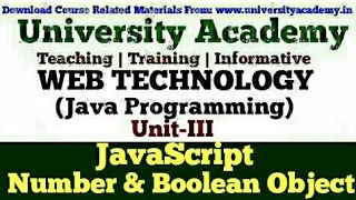 WT41 Java Script JavaScript Object Number Object Boolean Object in JavaScript Example HIndi