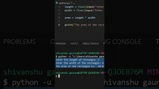 how to find area of rectangle in python python for beginners