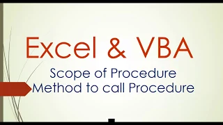 VBA Sub procedure - Scope and Calling a sub procedure