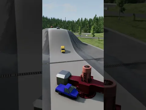 New Cars vs Giant Pit Bollards Crash😶 - BeamNG.drive