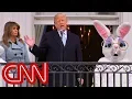 Trump touts military next to Easter bunny