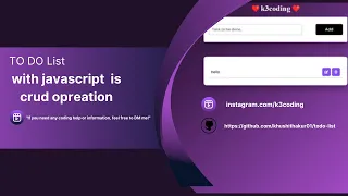 To-Do List App Using HTML CSS JavaScript CRUD Operations Beginner Project Full Source Code