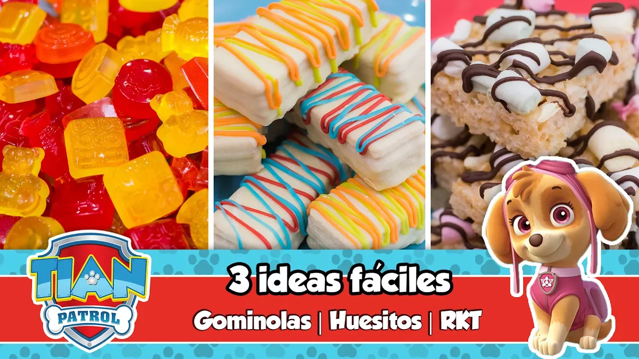 3 IDEAS FCILES   Gominolas, Huesitos y Barritas de cereal   Mesa dulce de Tin   PAW PATROL