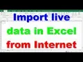 How to Import Live Web Data in to Excel
