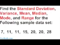 How to Find the Standard Deviation Variance Mean Mode and Range for any Data Set
