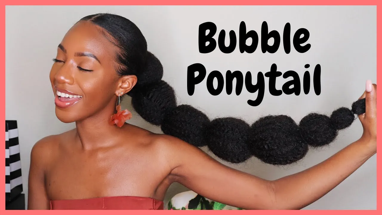 Bubble Ponytail | Sleek Low Ponytail on Thick Natural Hair | $5 Protective Style