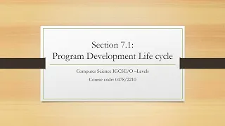 Section 7 1 Program Development Life Cycle IGCSE O-Levels Paper-2