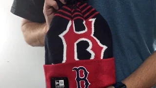Red Sox LOGO WHIZ Navy-Red Knit Beanie Hat by New Era