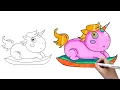 Unicorn Coloring Page - Cute Doodle