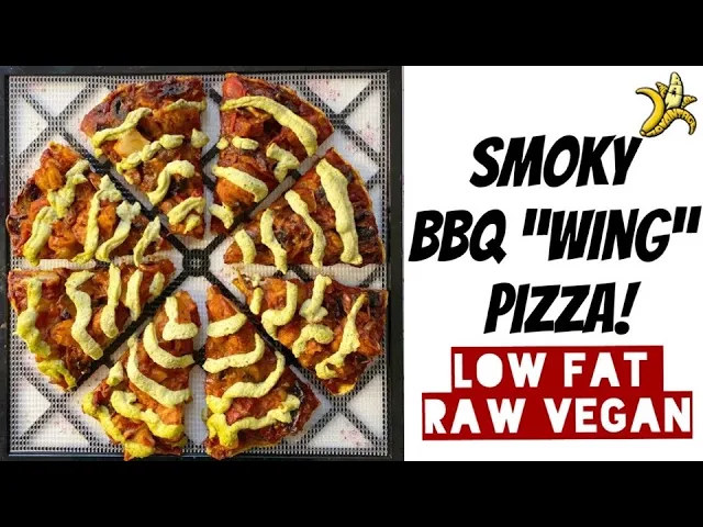 Smoky BBQ wing Pizza, Low Fat Raw Vegan