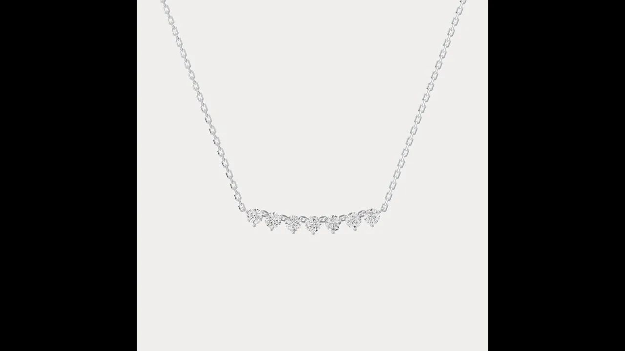 Seven-Stone Round Lab-Grown Diamond Bar Necklace in 14K Gold/Platinum