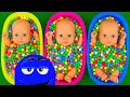 Full of 3 Rainbow BathTubs Candy with M M s Magic Slime Cutting