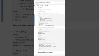 SQL One-Liner Aggregate Order IDs into a JSON Array per Customer Instantly
