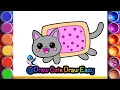 Download Lagu How to draw Nyan Cat 🌈🐱 | easy drawing and coloring for kids