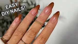 DIY brown ombre almond shape nails