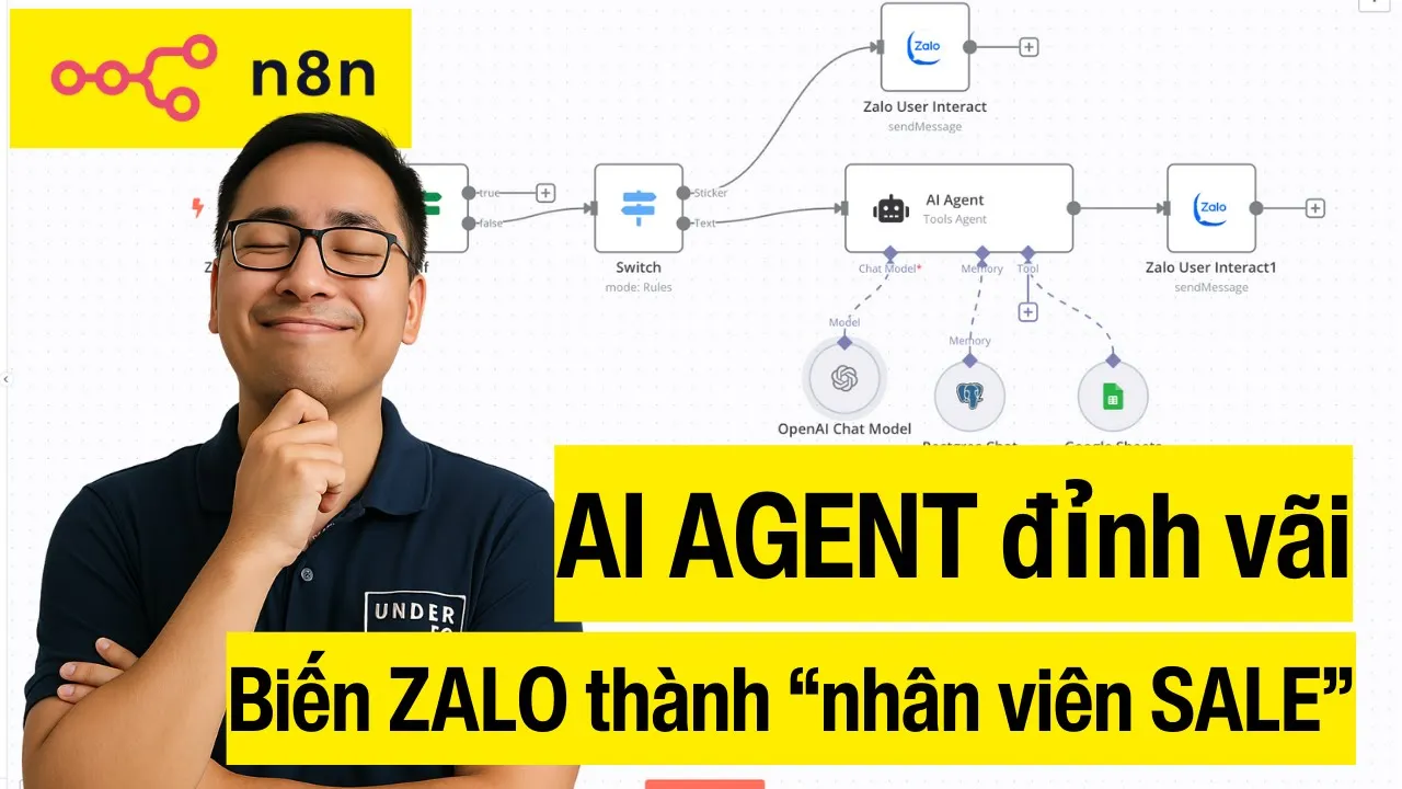 Outline Video AI Agent - Hướng dẫn dùng N8N tạo chatbot Zalo cá nhân SIÊU CHI TIẾT | Under 30