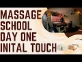 Massage school day one teaching the importance of initial touch petrissage and effleurage