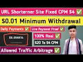 Wlink Url Shortener Fixed CPM $20 To $4 | Url Shortener Minimum Withdrawal $0.01 | 2025