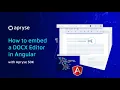 How to embed a DOCX Editor in Angular with Apryse SDK