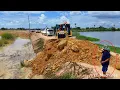 Download Lagu Extremely Effective Skills Filling Small Land Make MV Concrete Pole By Dozer Push Stone \u0026 Dump Truck