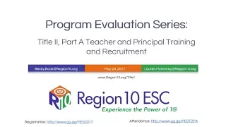 Program Evaluation Series Title 2 Part A Teacher and Principal Training and Recruitment