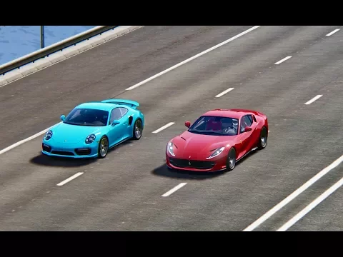 Download MP3 Ferrari 812 Superfast vs Porsche 911 Turbo S - TOP SPEED BATTLE