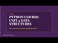Python Programming - Unit 4 Data Structures in Python Lists Tuples Sets Dictionaries