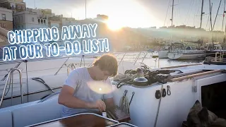 8. Boat maintenance preparing to set out for our first sail! | Full-time Travellers |