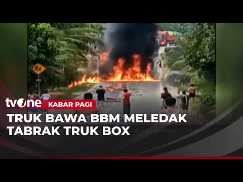 Truk Bermuatan BBM Terbakar Usai Tabrak Truk Box di Musi Banyuasin