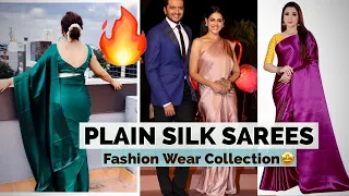  fashion wear plain satin silk sarees stock available 
