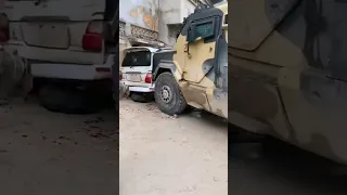 Toyota Land Cruiser Series 100 Was Destroyed And Crushed By A Military Armored Vehicle In Libya 