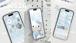iOS 26 Aesthetic Customization glass wallpaper cute widget and diy icons