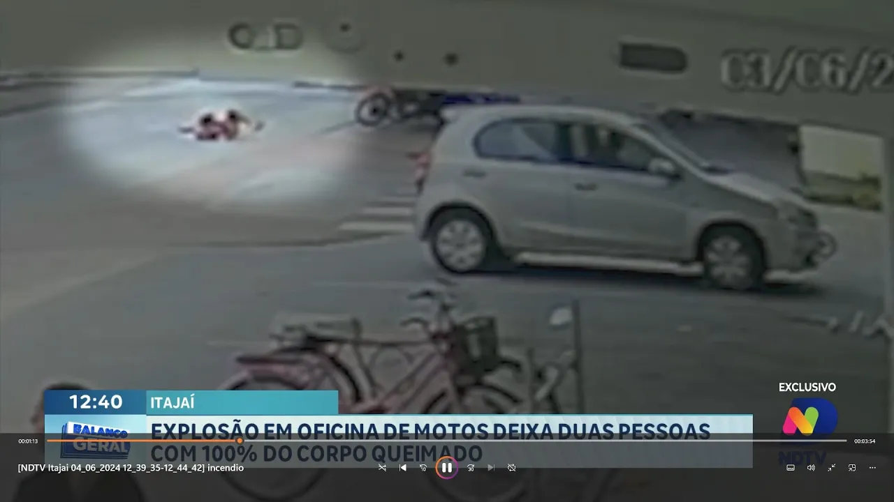 Duas pessoas ficam gravemente feridas após explosão em oficina de motos em Itajaí