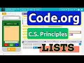 Code org Add Items to a List Individually or Mixed Between C S Principles Example with Code