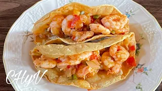 Tacos Dorados Rellenos de Camarones