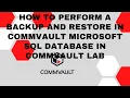How to perform a backup and restore in Commvault Microsoft SQL database in Commvault lab