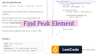162 Find Peak Element LeetCode Java Solution TheQuickable