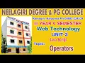 BCom V Sem Web U3 L5 Operators