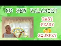 EASY No Sew Window Valance also some jumping on the couch